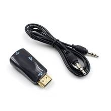 Macho para fêmea hdmi-compatível para vga adaptador hd 1080p cabo de áudio conversor de computador caixa de exibição tv projetor portátil para pc 2024 - compre barato