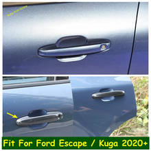 Защитная крышка для боковой дверной ручки Lapetus, автомобильные аксессуары для Ford Es Cap e / Kuga 2020 2021 ABS, углеродное волокно/хром 2024 - купить недорого