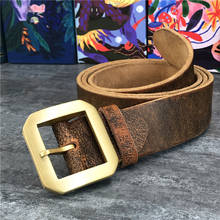 Solid Brass Belt Buckle Super Thick Genuine Leather Belt Male Ceinture Men Leather Belt Waist Belt Man Strap MBT0013 2024 - buy cheap