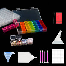 Kits de herramientas para pintura de diamantes, con 28 celdas, caja de almacenamiento de plástico, accesorios, juegos de herramientas para bordado de diamantes, punto de cruz 2024 - compra barato