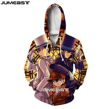 Jumeast-chaqueta deportiva de manga larga para hombre y mujer, suéter con cremallera y estampado 3D de dibujos animados de Anime, Detective Conan, moda de primavera 2024 - compra barato