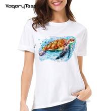 Funny Watercolor animal t shirt Top Female T-shirt Casual Tops Streetwear Tee Watercolor Sea Turtle Print women tshirt 2024 - buy cheap
