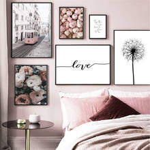 Plant Pink Flower Painting Home Decor Nordic Canvas Painting Landscape Poster Quote Print Wall Art Picture for Dormitory Design 2024 - buy cheap
