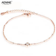 AENINE-tobillera de cristal CZ para mujer, joyería de pie, pulsera de tobillo de Color oro rosa, cadena de pierna, tobilleras de acero inoxidable, joyería AA19034 2024 - compra barato