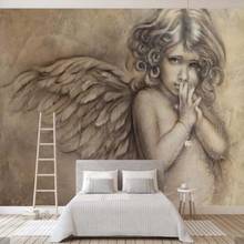Настенная Роспись «Ангел», популярный настенный рисунок для гостиной, домашний декор, текстурированные обои с принтом 2024 - купить недорого