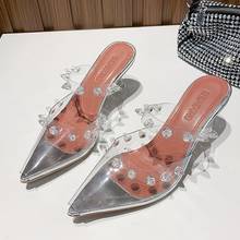 PVC Transparent Crystal Sandals Shoes Woman Studded High heel Sandals Clear Goblet high heels Mules Sexy Party Shoes Woman 2024 - buy cheap