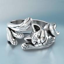 Anéis charmosos de gato para mulheres, anéis de abertura cor de prata dança festa ajustável anel delicado de menina, novo presente na moda 2024 - compre barato