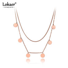 Lokaer Trendy Stainless Steel Double Layer Small Disc Choker Necklaces Jewelry Lovely Pendant Necklace For Women Girls N19167 2024 - buy cheap
