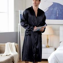 Plus Size Robe Satin Kimono Bath Gown Loose Sleepwear Men Nightwear Summer New Lingerie Casual Nightgown V-neck Home Clothes 2024 - buy cheap