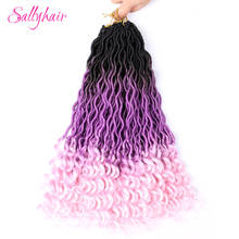 Sallyhair 24 fios/bloco faux locs encaracolado crochê tranças extensão do cabelo sintético macio ombre trança cabelo roxo rosa ponta solta 2024 - compre barato