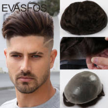 EVASFOS Male Wig  Full PU Human Hair Transparent Toupee Men Prosthetic Hair Unit V Loop Replacement System Men Wig 2024 - buy cheap