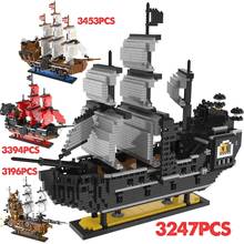 Mini Blocks Caribbean Pirate 3D Model Sailing Black Pearl Ship Boat Queen Annes DIY Building Diamond Blocks Toys For Kids Boys 2024 - buy cheap