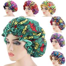 Women African Floral Print Satin Night Sleep Bonnet Hat Hair Care Cap Head Wrap Large Head Wear Ladies Headwrap Hair Care Hat 2024 - buy cheap