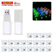 20pcs/lot free 3D logo With LED Light Custom Logo Crystal USB Flash Pen Drive 4GB 8GB 16GB 32GB USB2.0 for Gift Pendrive Stick 2024 - buy cheap