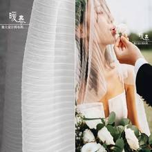 Pleated Mesh Tulle Fabric White Stripe Folds DIY Patchwork Decor Headdress Veil Skirt Wedding Dress Designer Fabric 2024 - buy cheap