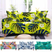 Estiramento folhas nórdicas slipcovers capa do sofá tropical planta flor para sala de estar secional l forma sofá capa 2/3 seater 2024 - compre barato