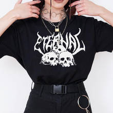 Gothic summer Ulzzang hip hop tees new short-sleeved fashion Tops punk letter print Vintage ins loose dark female fun T-shirt 2024 - buy cheap