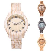 Women Wooden Grain Round Dial Arabic Number Resin Band Analog Quartz Wrist Watch 2024 - buy cheap