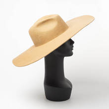 Sombrero de jazz Panamá para hombre y mujer, gorro de lana de estilo británico, ala de viento sólido, sombrero grande 01908-hh8154 2024 - compra barato