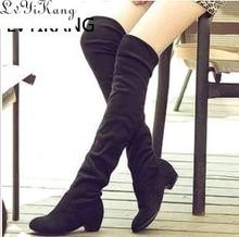 2019 Slim Boots Sexy Over The Knee High Suede Women Snow Boots Women Fashion Winter Thigh High Boots Shoes Woman Botas Mujer 2024 - buy cheap
