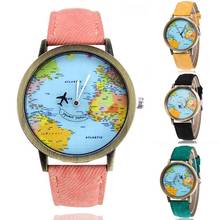 Retro Unisex World Map Faux Leather Strap Round Dial Ladies Quartz Watch Analog Leather Women Gift Women Watches часы женские 2024 - buy cheap