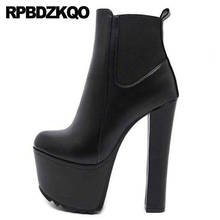Zapatos fetiche de plataforma para mujer, botines gruesos de tacón alto, impermeables, color negro, baratos, 2021 2024 - compra barato