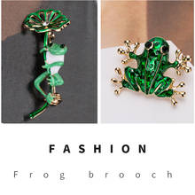 Earofcorn Cartoon Frog Brooches Creative Enamel Painted Green Lotus Leaf Animal Brooches Pin Factory Direct Sales 2024 - buy cheap