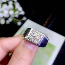 Almei-anillo de compromiso de Plata de Ley 925 con diamantes Mosang naturales, banda de boda cuadrada para hombres, piedras preciosas de Grado D, FJ1542, envío directo 2024 - compra barato