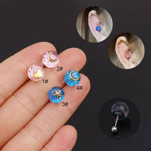 1pc Stainless Steel Blue Cz Cartilage Earrings Zircon Love Heart Ear Bone Tragus Rook Conch Helix Piercing Jewelry 2024 - buy cheap