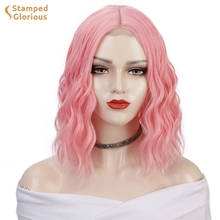 Lativ Short Bob Wavy Synthetic Wig Pink Cosplay Wig Shoulder Length For Women Middle Part  Heat Resistant Wigs 2024 - buy cheap