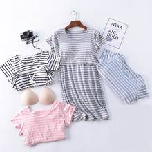 Summer Women Nursing Tunic Pajamas Sleepwear Breastfeeding Dress Striped ModaL Nightgown Loose Maternity Pregnant Lounge 2024 - buy cheap