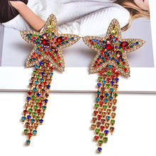New Arrival Statement Long Colorful Crystal Tassel Dangle Drop Earrings High-Quality Fashion Jewelry Accessories For Women 2024 - buy cheap