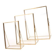 Marco de fotos de vidrio transparente para decoración del hogar, marco de foto independiente, Rectangular, antiguo y Simple, color dorado, modelo XD 2024 - compra barato