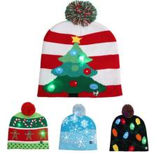 Light Up Flashing Knitted Hat Scarf Led Christmas Bobble Hat Kid Adult Winter Warm Beanie Hats Santa Presents Stocking Fill 2024 - buy cheap