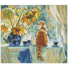 Cat and sunflower patterns counted 11CT 14CT 18CT DIY Cross Stitch Sets Cross-stitch Kits Embroidery Needlework 2024 - buy cheap