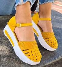 Sandálias femininas moda borla estilo casual sapatos femininos sandálias de plataforma com recorte fivela cintas cor sólida fundo grosso 2024 - compre barato