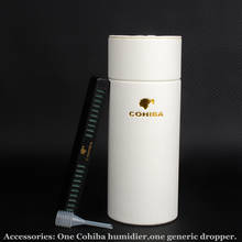 COHIBA Travel Cigar Case Leather Cedar Wood Lined Tube Mini Humidor Inside with Long Humidifier  Hygrometer 2024 - buy cheap