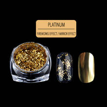 Pó de glitter para unhas, decoração de manicure holográfica, efeito espelhado e dourado de prata, arte em unhas, gel uv, vidro com efeito espelhado 2024 - compre barato