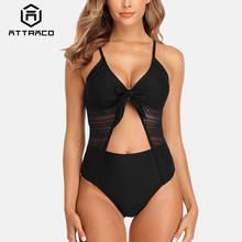Attraco-traje de baño de una pieza para mujer, Monokini con espalda cruzada, Sexy, transparente, con escote en V profundo, ropa de playa 2024 - compra barato