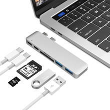 Núcleo usb tipo c thunderbolt 3 em 1, adaptador 5 em 1 com entrada usb 3.0, ranhura para cartão micro sd para macbook pro 2024 - compre barato