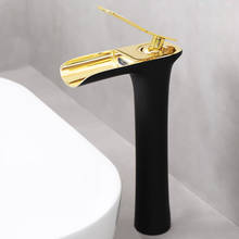 Basin Faucet Gold Waterfall Faucet Brass Bathroom Faucet White Bathroom Basin Faucet Mixer Tap Hot and Cold White Sink faucet 2024 - buy cheap