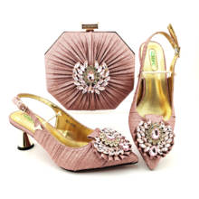 Conjunto de zapatos y bolsos de estilo africano para mujer, última moda, cristal, color rosa, Punta puntiaguda, monedero a juego para fiesta 2024 - compra barato
