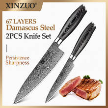 XINZUO 2PCS Kitchen Knives Set 67 Layers Damascus 8''Chef 5''Utility Knife High Carbon Stainless Steel Pakka Wood Handle 2024 - buy cheap