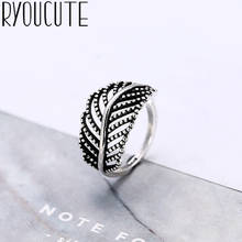 Vintage Silver Color Leaf Rings for Women Adjustable Size Rings For Men Girls Open Jewelry 2024 - buy cheap