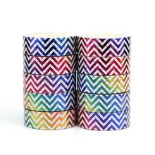 10PCS/lot Decorative Rainbow Foil Chevrons Washi Tapes Paper for Scrapbook Bullet journal Adhesive Masking Tapes School Supply 2024 - buy cheap