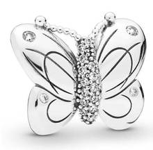 Genuine 925 Sterling Silver Bead Charm Decorative Butterfly With Crystal Beads Fit pandora  Bracelet & Necklace Diy Jewelry 2024 - buy cheap