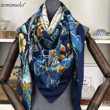 Fashion 100% Twill Silk Women Scarf Bandana 130*130cm Floral Printed Square Scarves High Quality Gift Large Silk Shawls Stoles 2024 - buy cheap