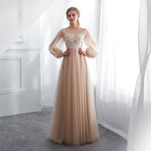 Champagne Prom Dresses Long Lace Full Length Evening Dresses Tulle Women Formal Dresses vestidos de gala 2024 - buy cheap