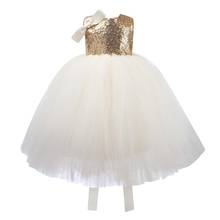 Golden Sequin Tulle Newborn Baby Girl Dress Beads Lace Baptism Dress For 1 year Birthday Party Wedding Dress Vestido infantil 2024 - buy cheap