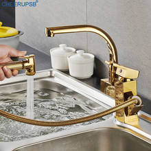 Kitchen Faucet Hot Cold Water Mixer Tap Gold Black Chrome Pull Out Faucets 360 Rotation Brass Taps Dual Spout Torneira Cozinha 2024 - buy cheap